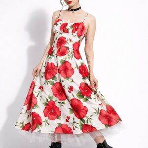 Vintage Y2K Insanely good Empire waist Midi dress Cotton Voluminous Floral Sz S